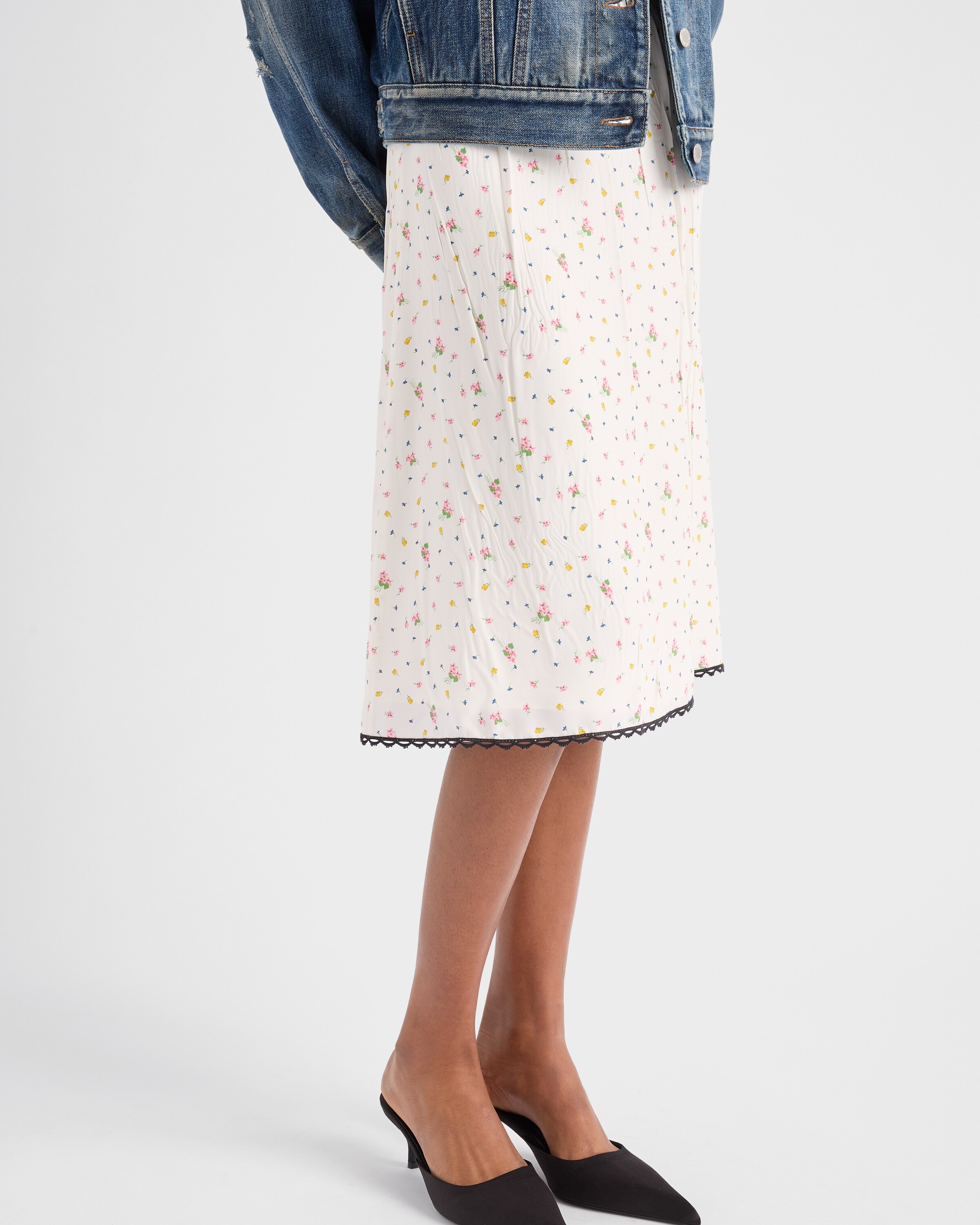 Floral print pongé skirt - 3
