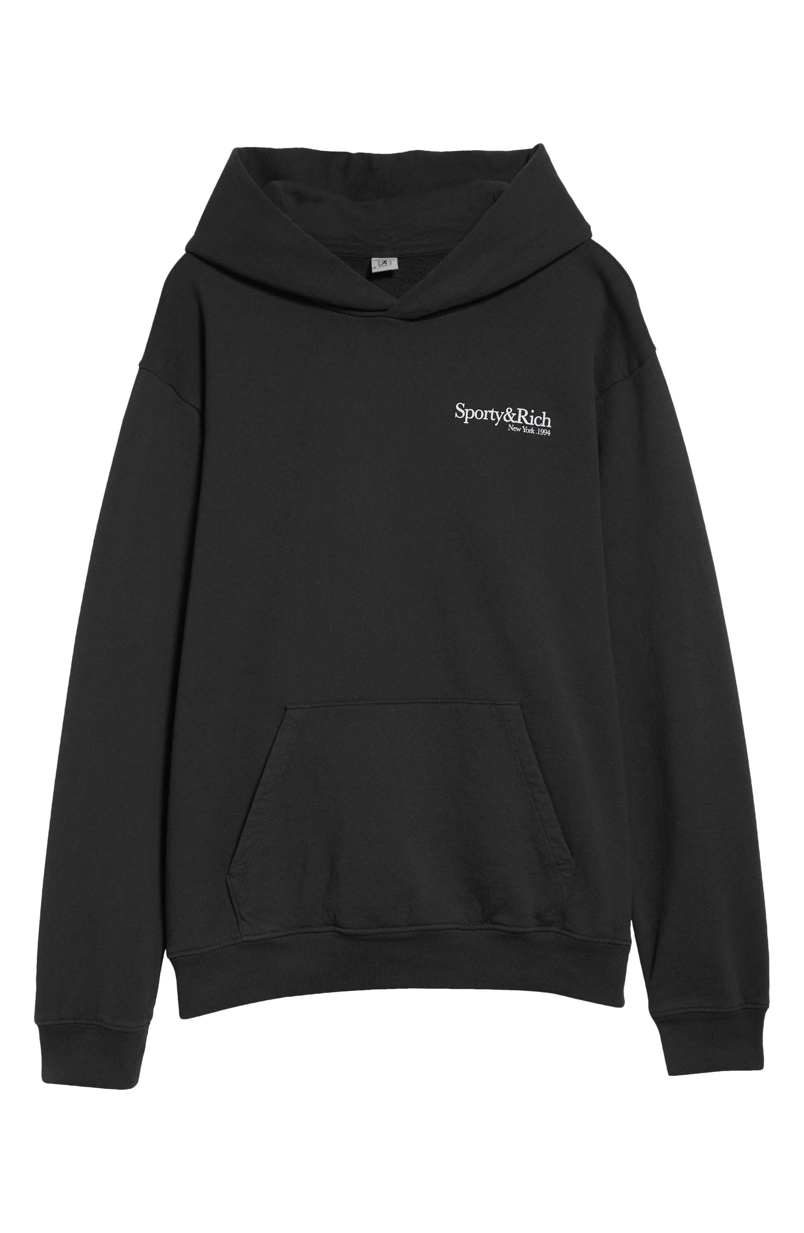 Sporty & Rich HWCNY Oversize Cotton Fleece Graphic Hoodie in Faded Black at Nordstrom - 5