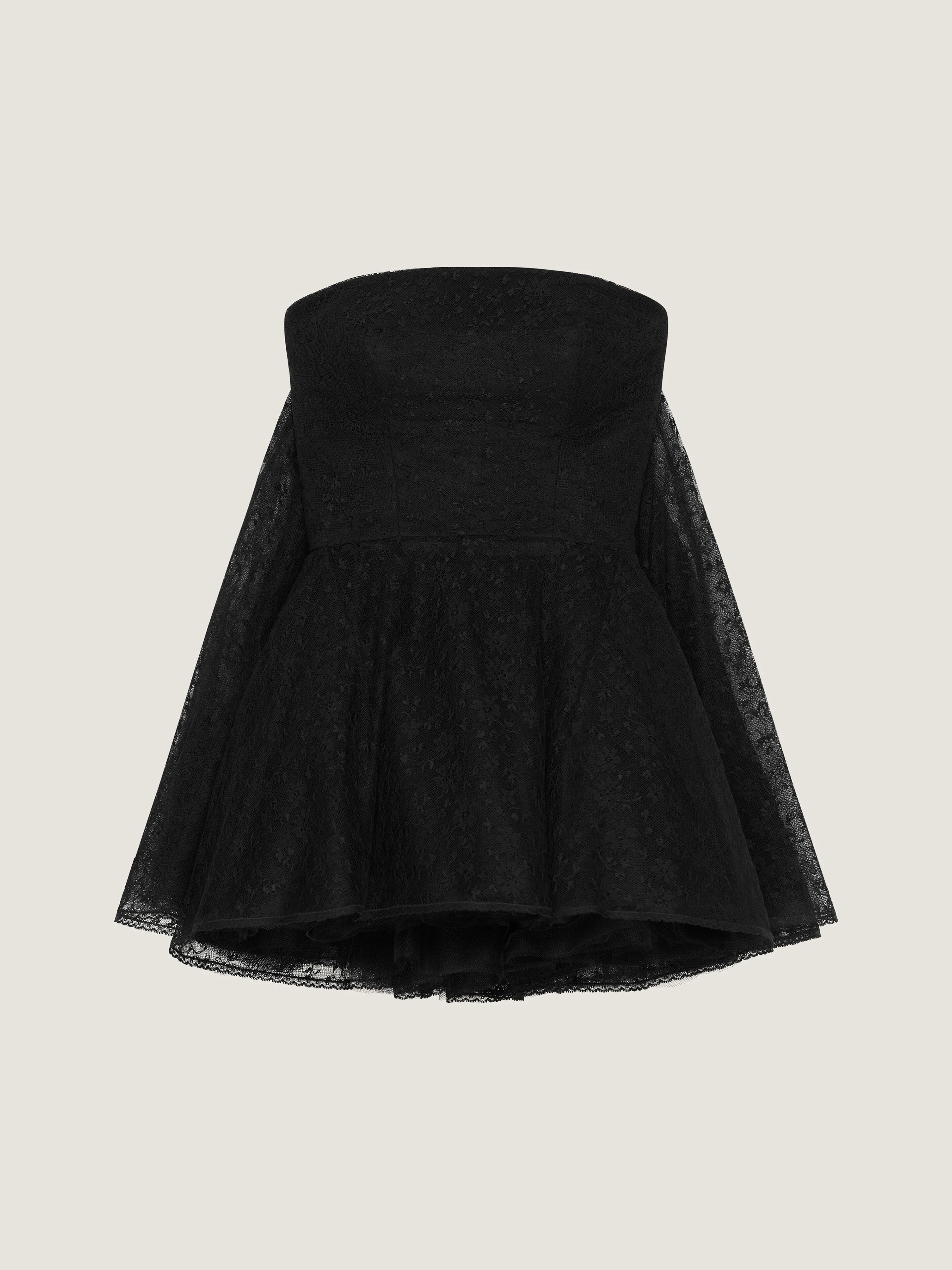 MINI BUSTIER DRESS IN LACE WITH CAPE - 1