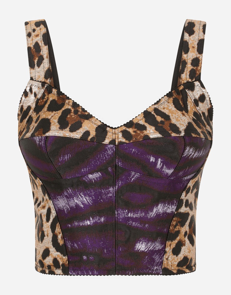 Lamé jacquard corset with tiger design - 3