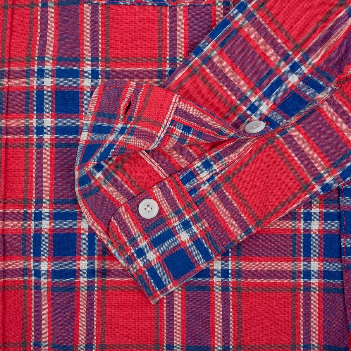 IHSH-356-RED 5oz Selvedge Madras Check Work Shirt - Red - 12