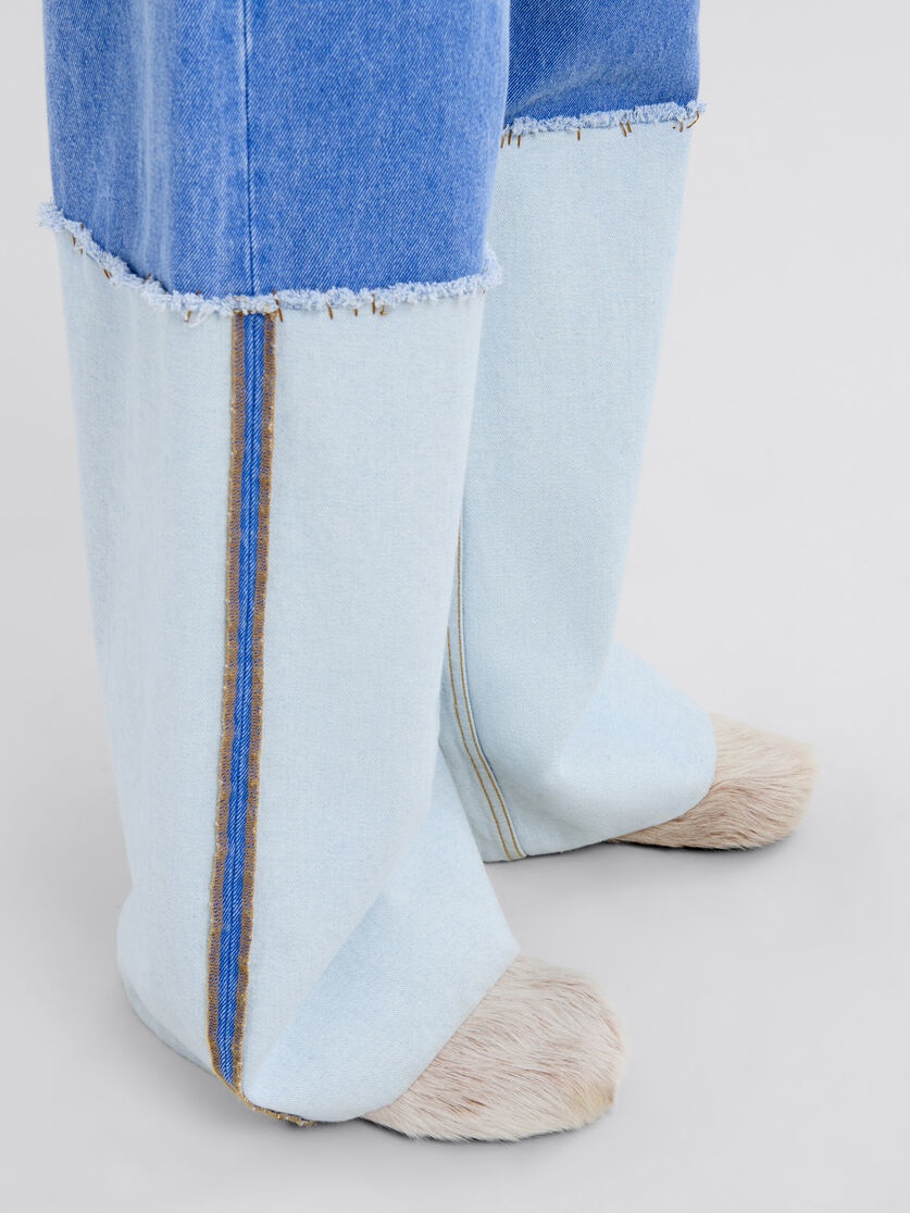 WIDE LEG BLUE JEANS WITH HIGH TURN-UP - 4