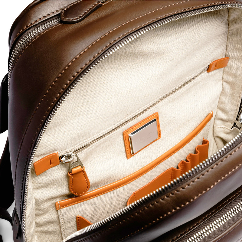 Santoni Dark brown leather backpack outlook