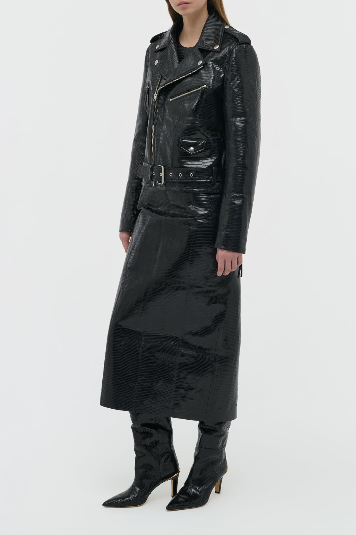 Anton Biker Jacket in Black Lizard - 3