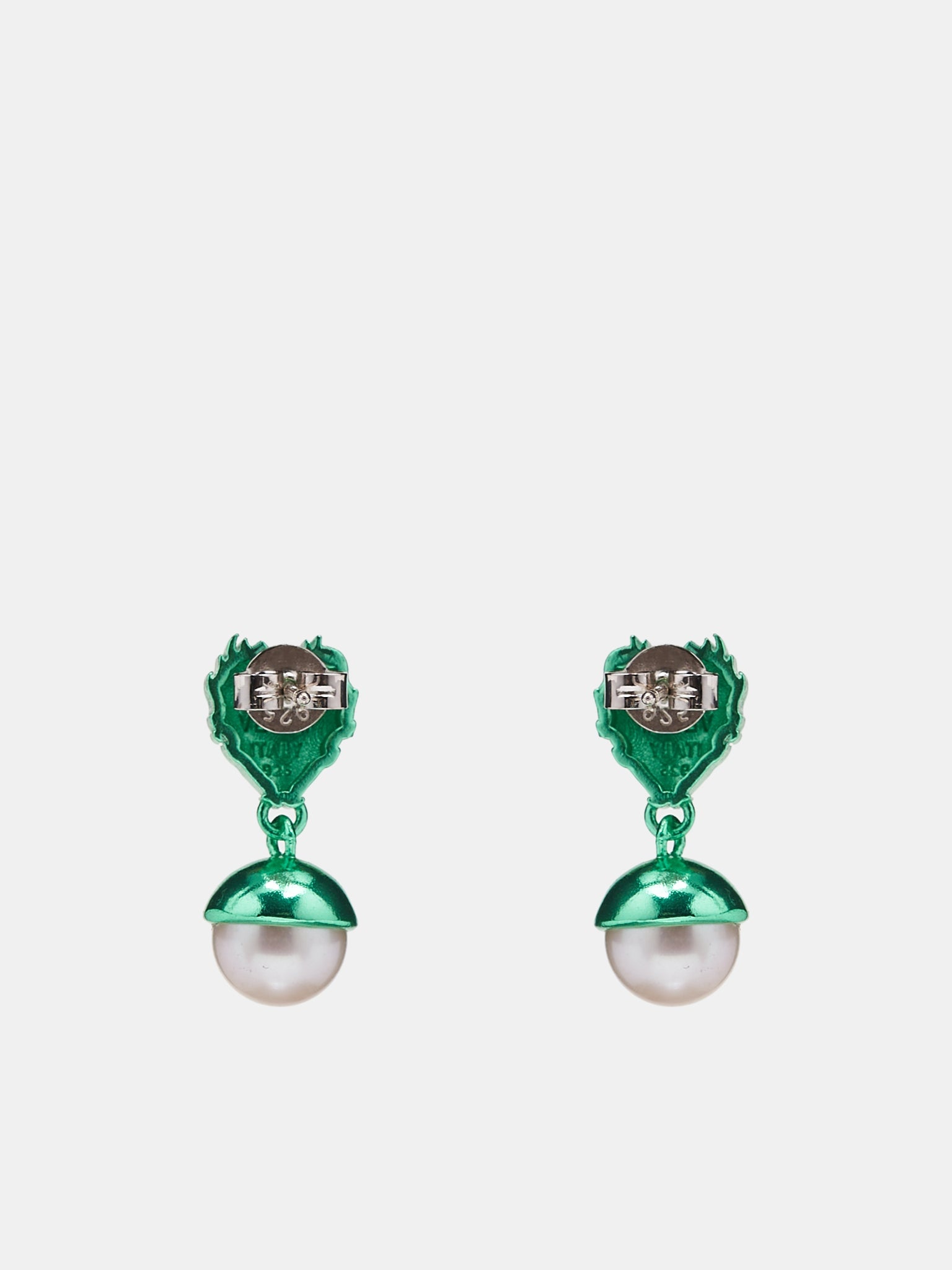 Flame Heart Pearl Earrings - 2