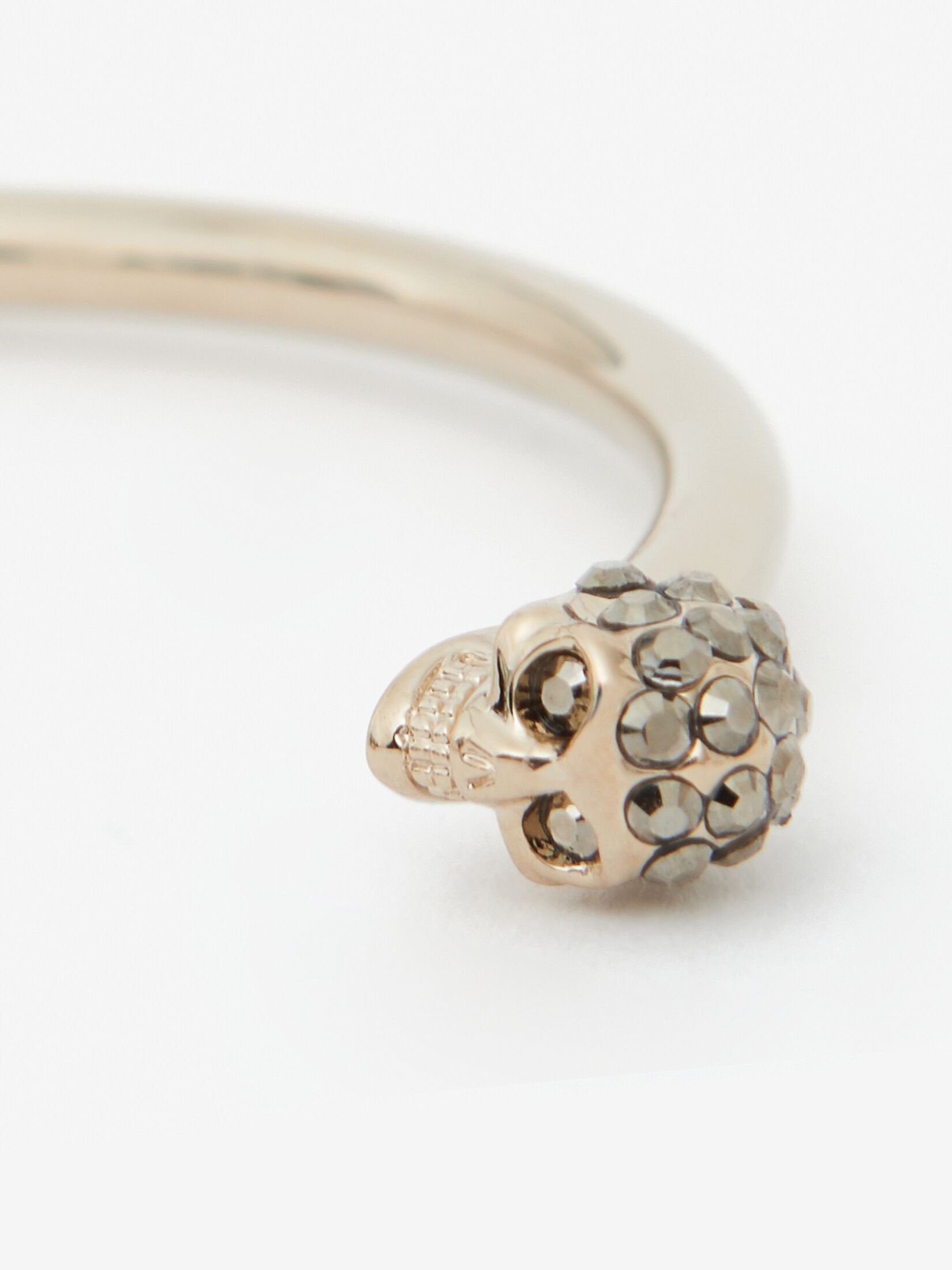 Women's Thin Jeweled Twin Skull Bracelet in Light Gold - 3