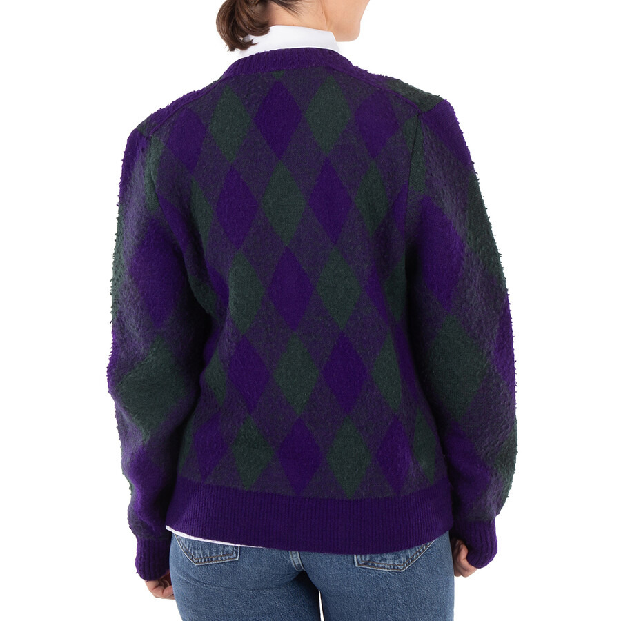 Burberry Argyle-Intarsia-Knit V-Neck Wool Cardigan - 3