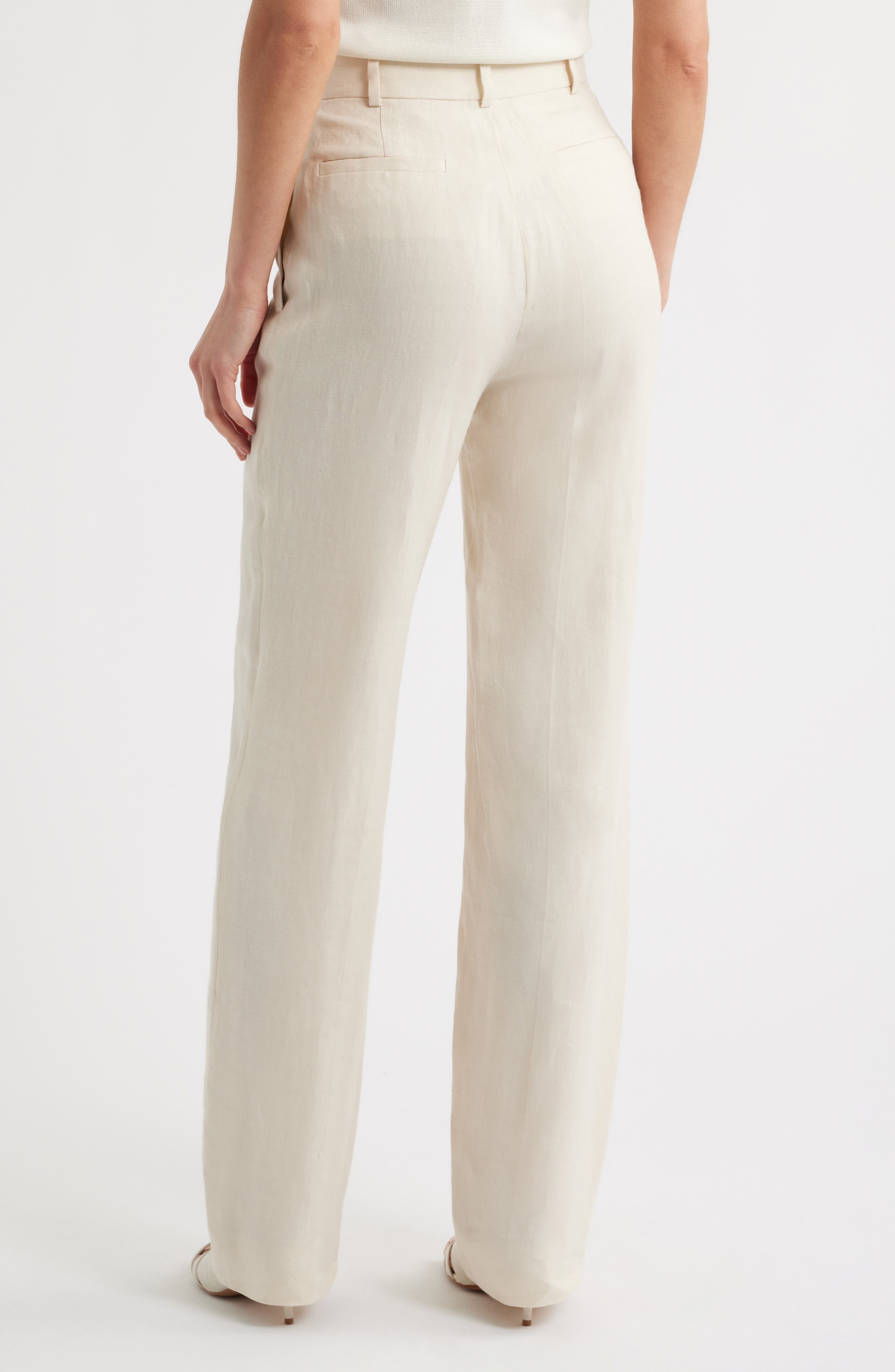 FRAME The Linen Blend Straight Leg Pants in White at Nordstrom - 2