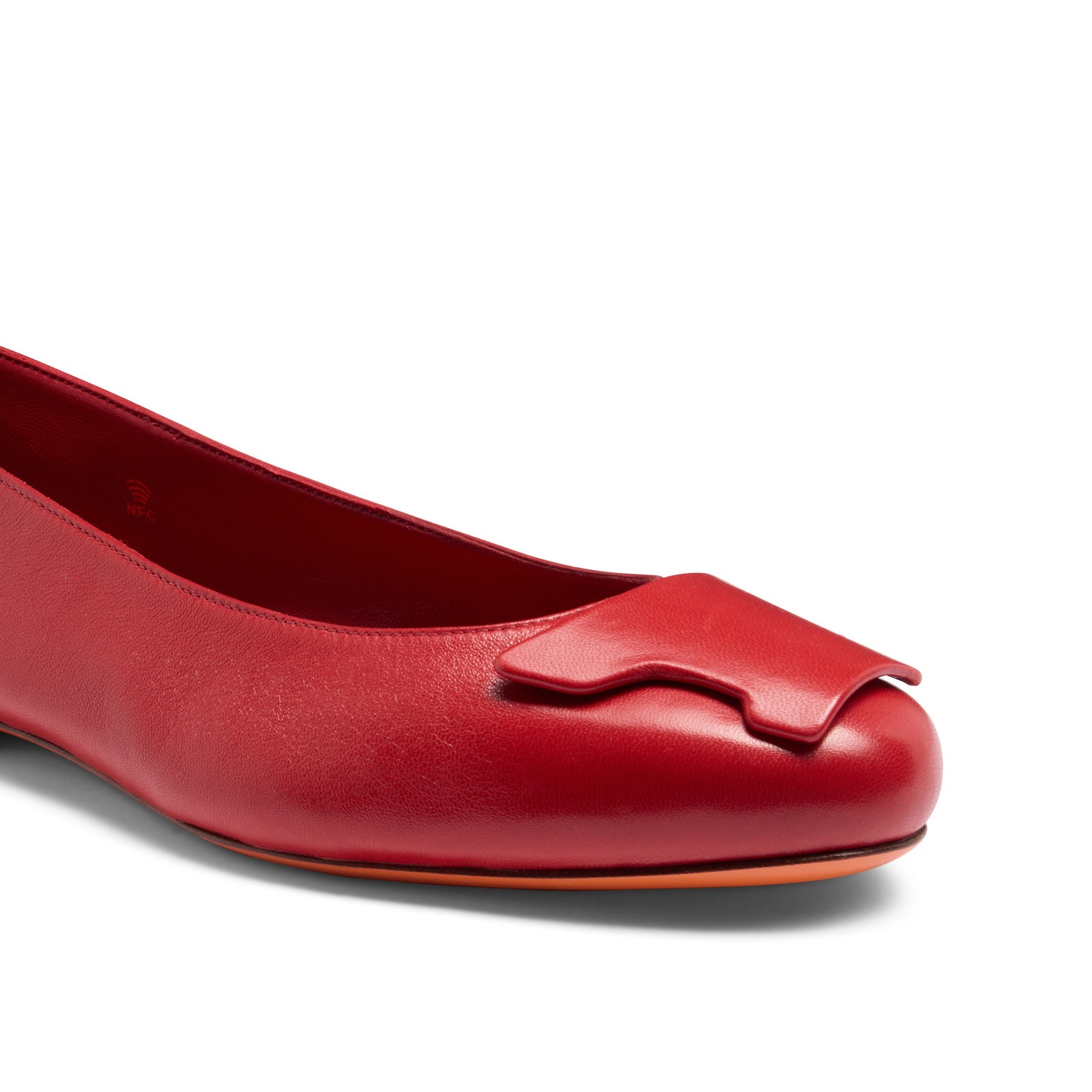 Women's red leather ballet flat - 6