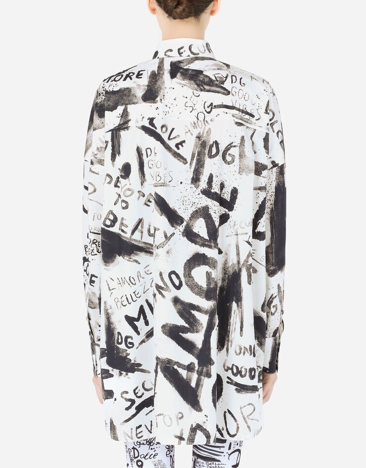 Poplin shirt with DG graffiti print - 2