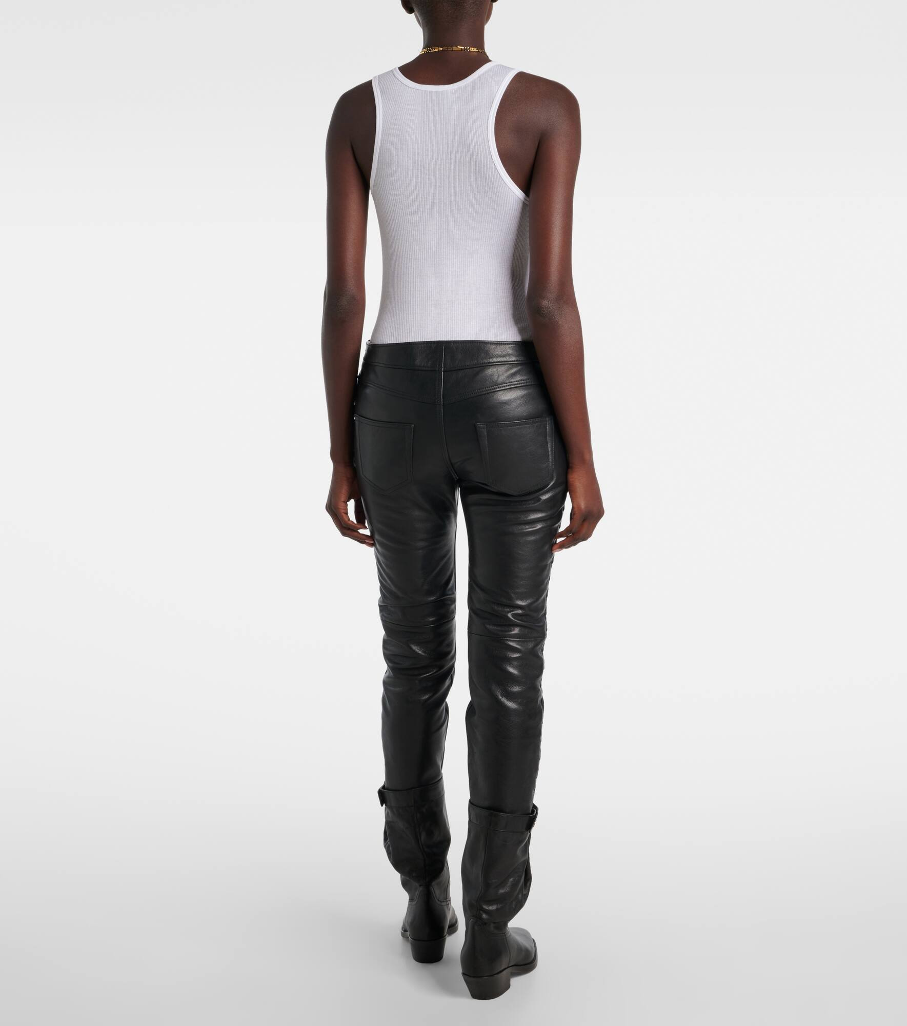 Cyerra low-rise leather pants - 3