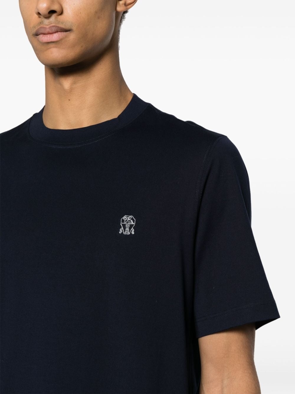 logo-embroidered cotton T-shirt - 5