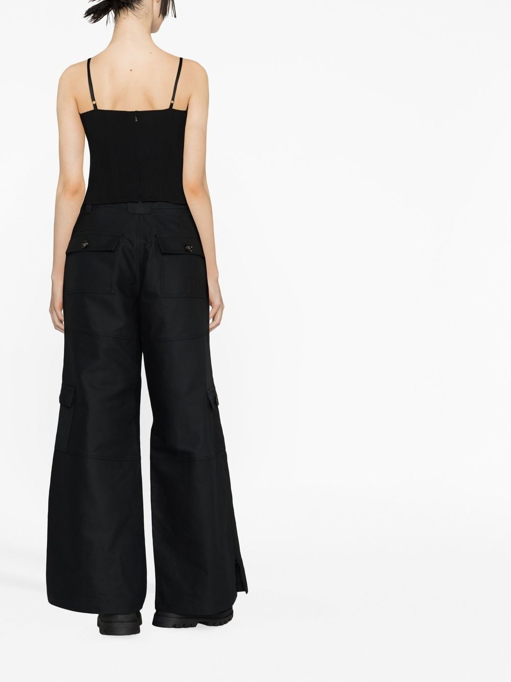 high-rise wide-leg cargo trousers - 3