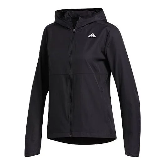 (WMNS) adidas Own The Run Hooded Jacket Black FM6928 - 1