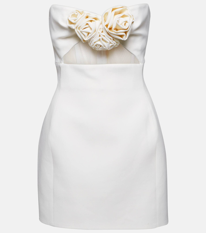 Floral-appliqué wool minidress - 1