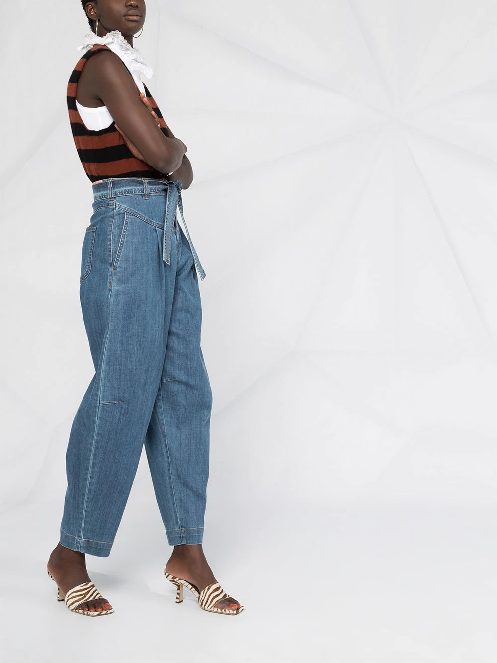 tie-waist wide-leg jeans - 4