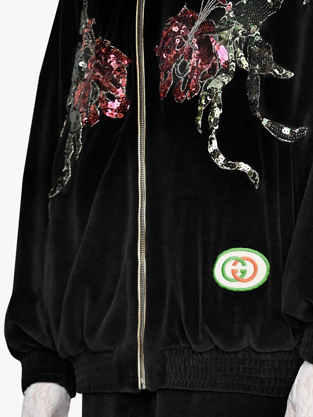 Chenille jacket with floral patches - 5