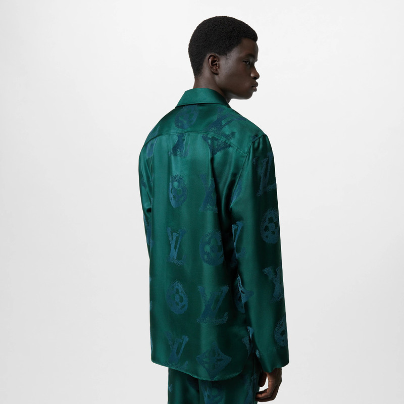 Monogram Flocked Silk Long-Sleeved Shirt 5