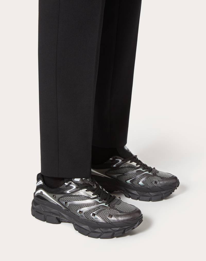 Valentino MS-2960 LOW-TOP SNEAKER IN FABRIC AND CALFSKIN outlook