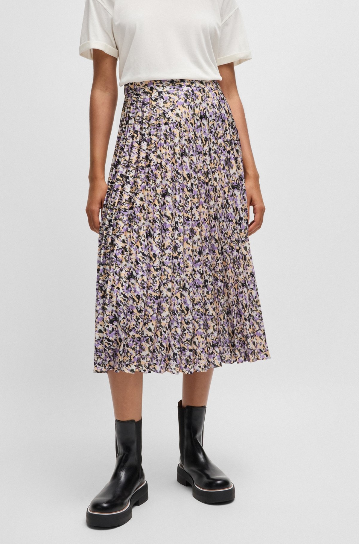 MAXI SKIRT IN PRINTED PLISSÉ SATIN - 2