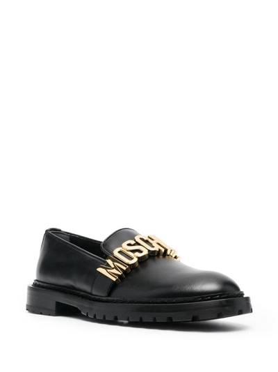 Moschino logo-plaque 30mm leather loafers outlook