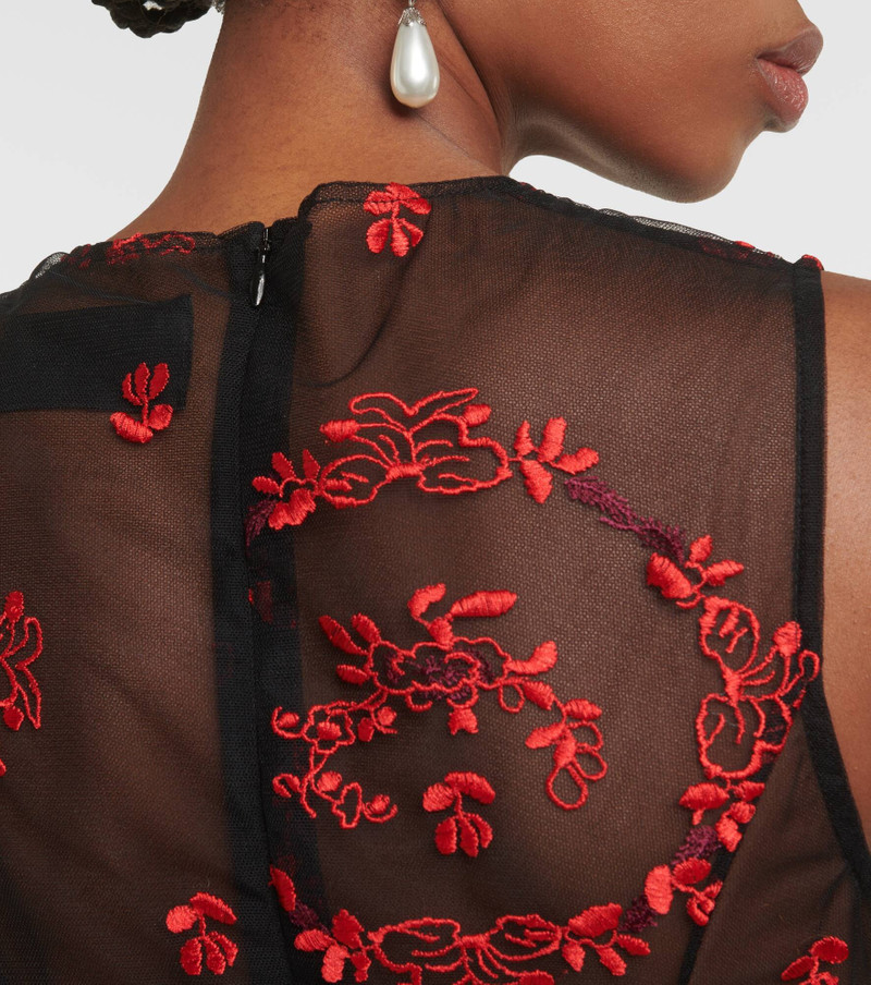 Floral embroidered tulle midi dress 6