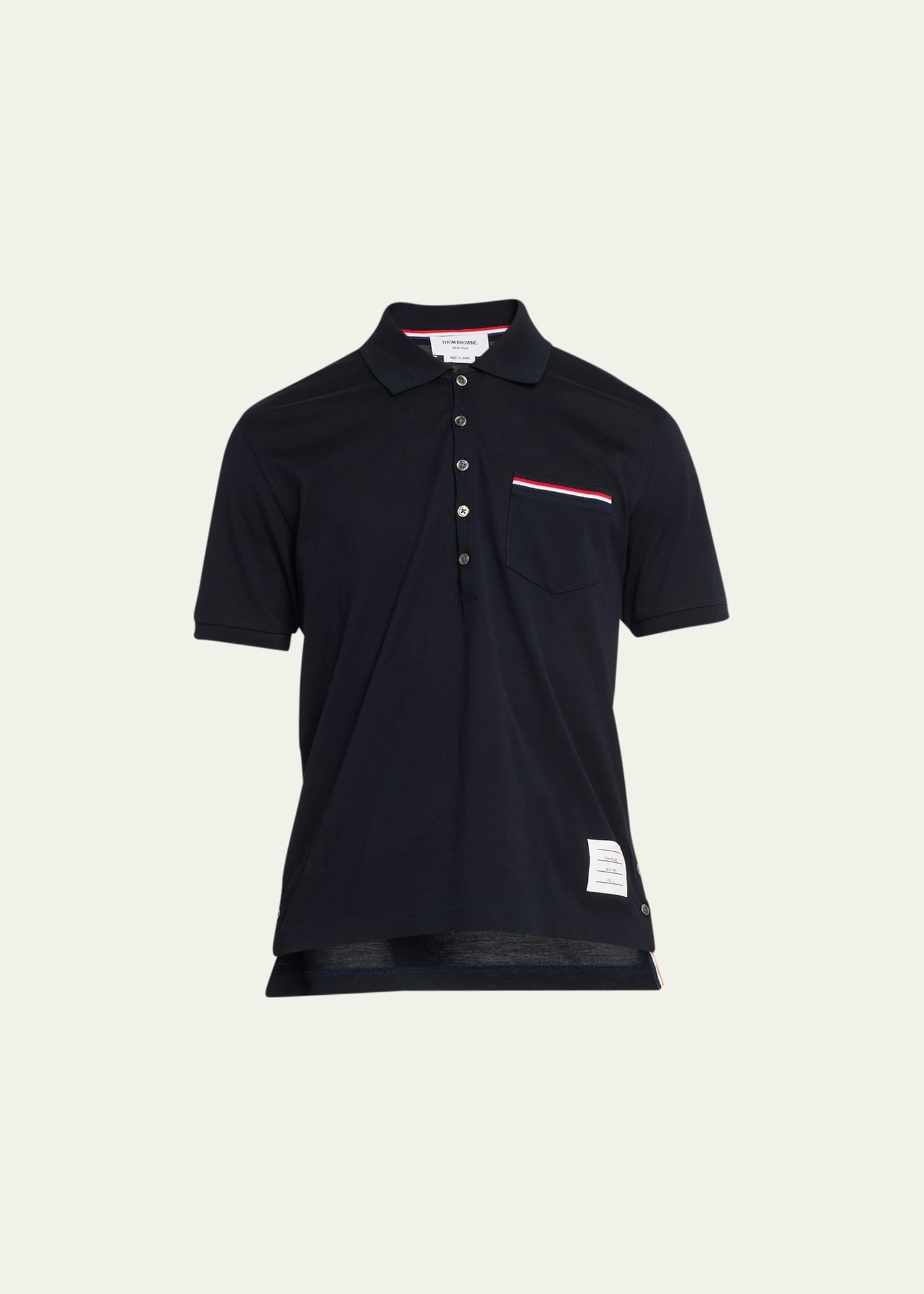 Heather Polo Shirt with Striped Pocket - 1