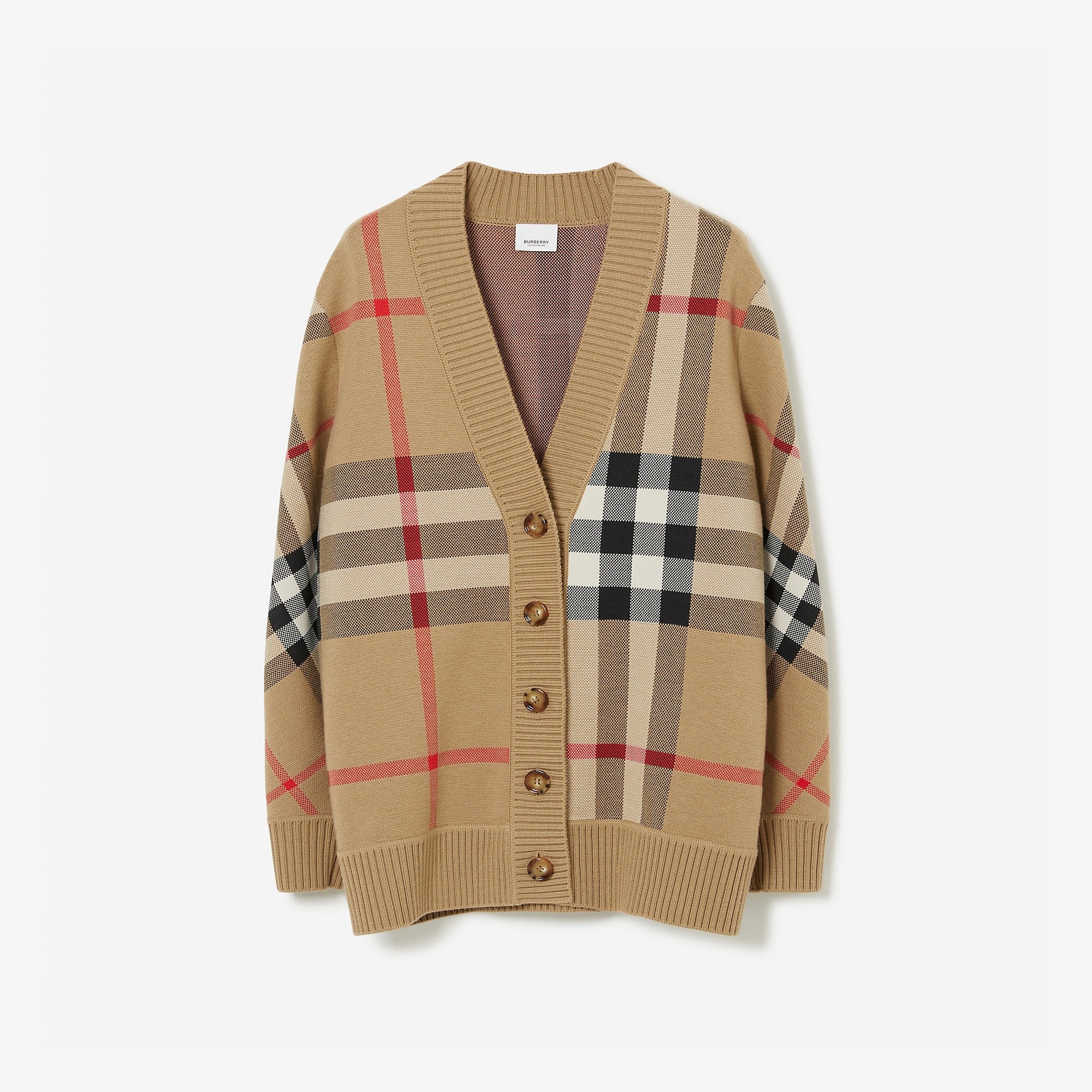 Check Technical Wool Jacquard Cardigan - 1