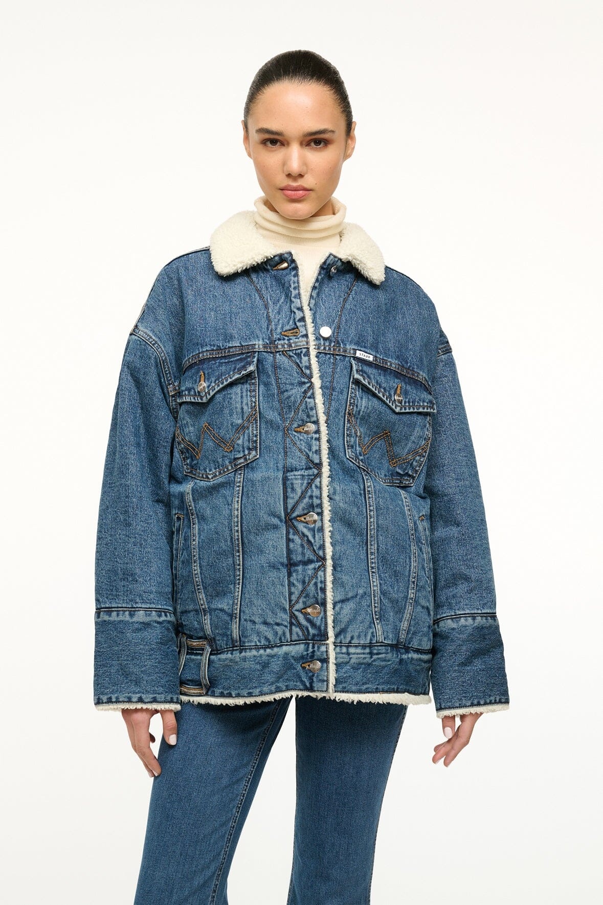 STAUD WRANGLER REVERSIBLE BIGGEST JEAN JACKET INDIGO WASH - 7