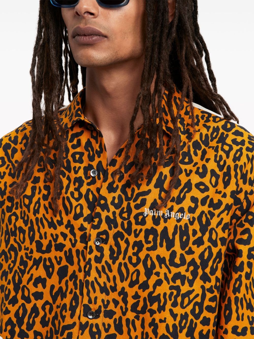 leopard-print linen-blend shirt - 6