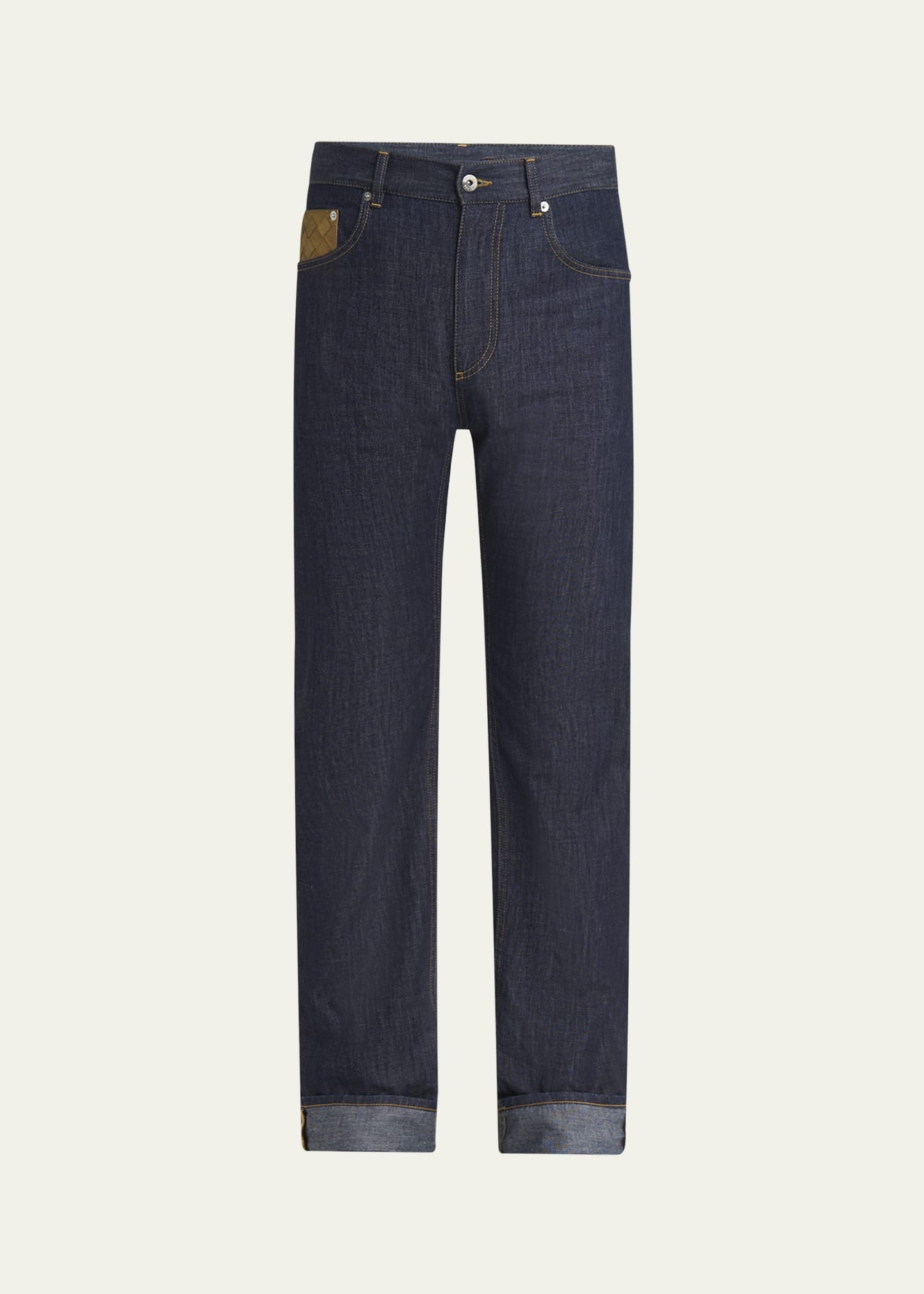 Men's Rinsed Denim Intreccio-Pocket Jeans - 1