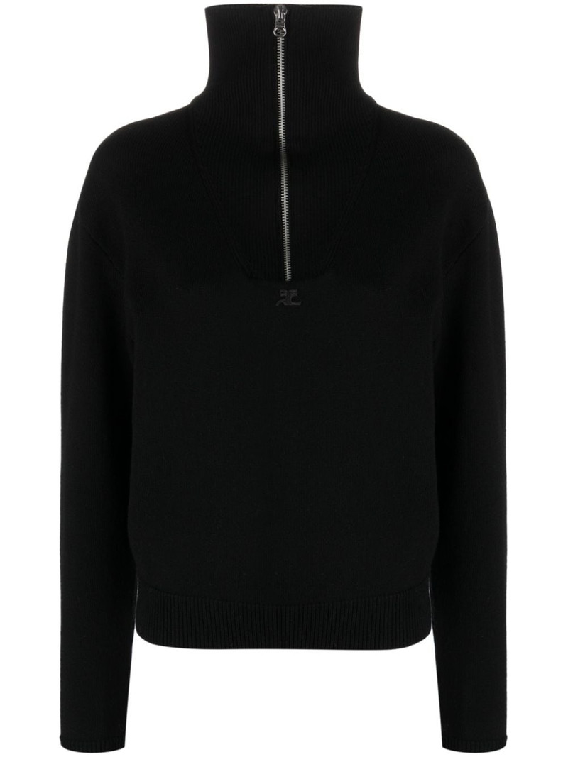 logo-patch half-zip jumper 1