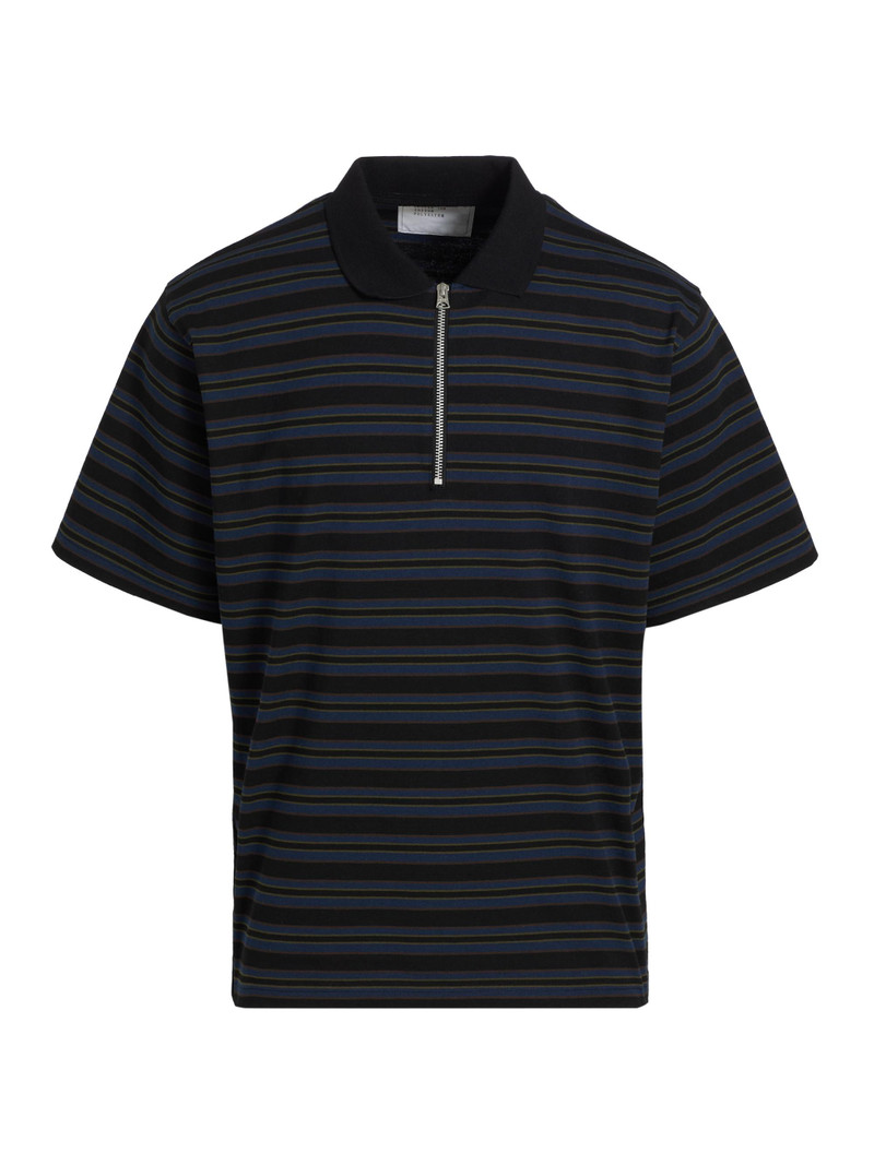Men's Striped Polo Shirt - Black Navy 1