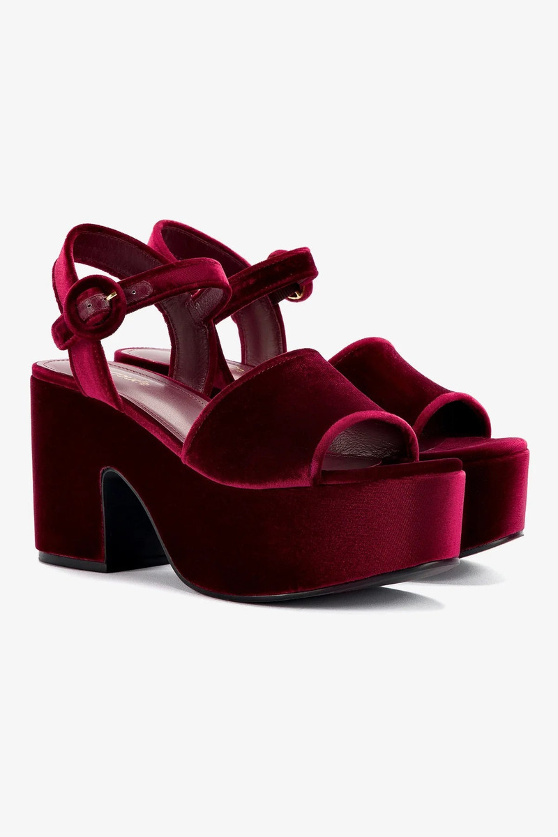 Larroudé Miso Platform Strap Sandal In Wine Velvet outlook