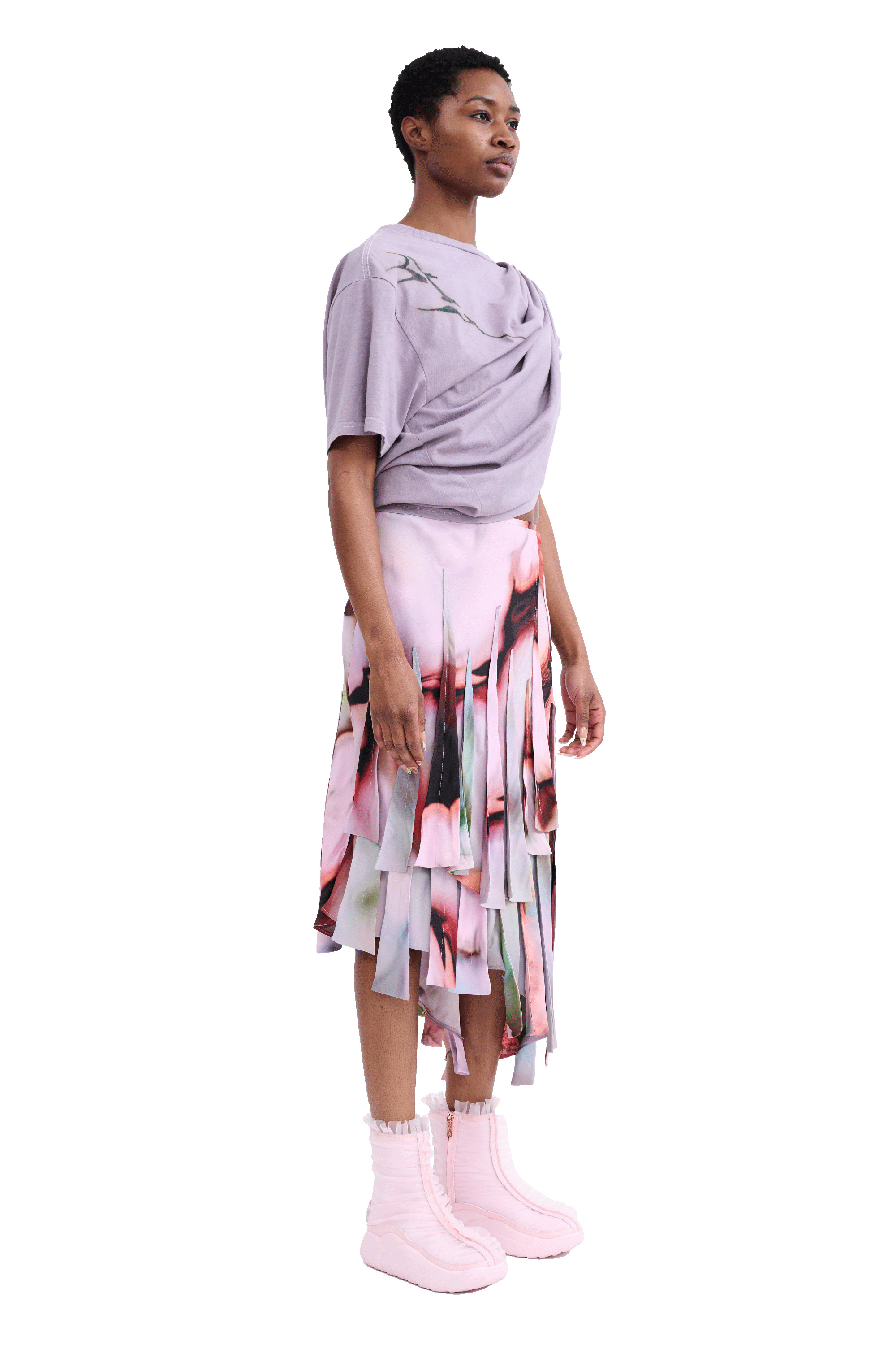 MAUVE EVA DRAPED TEE - 3