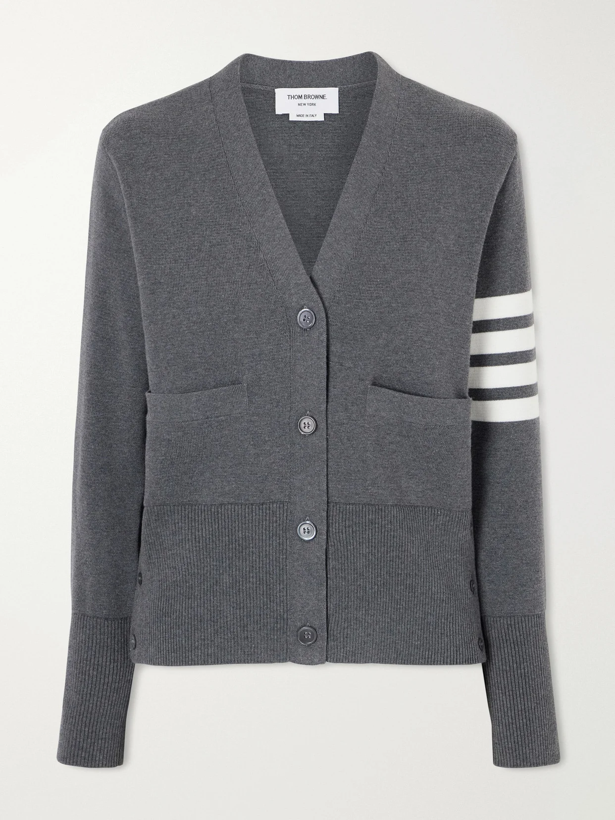 Grosgrain-trimmed Striped Cotton Cardigan - 1