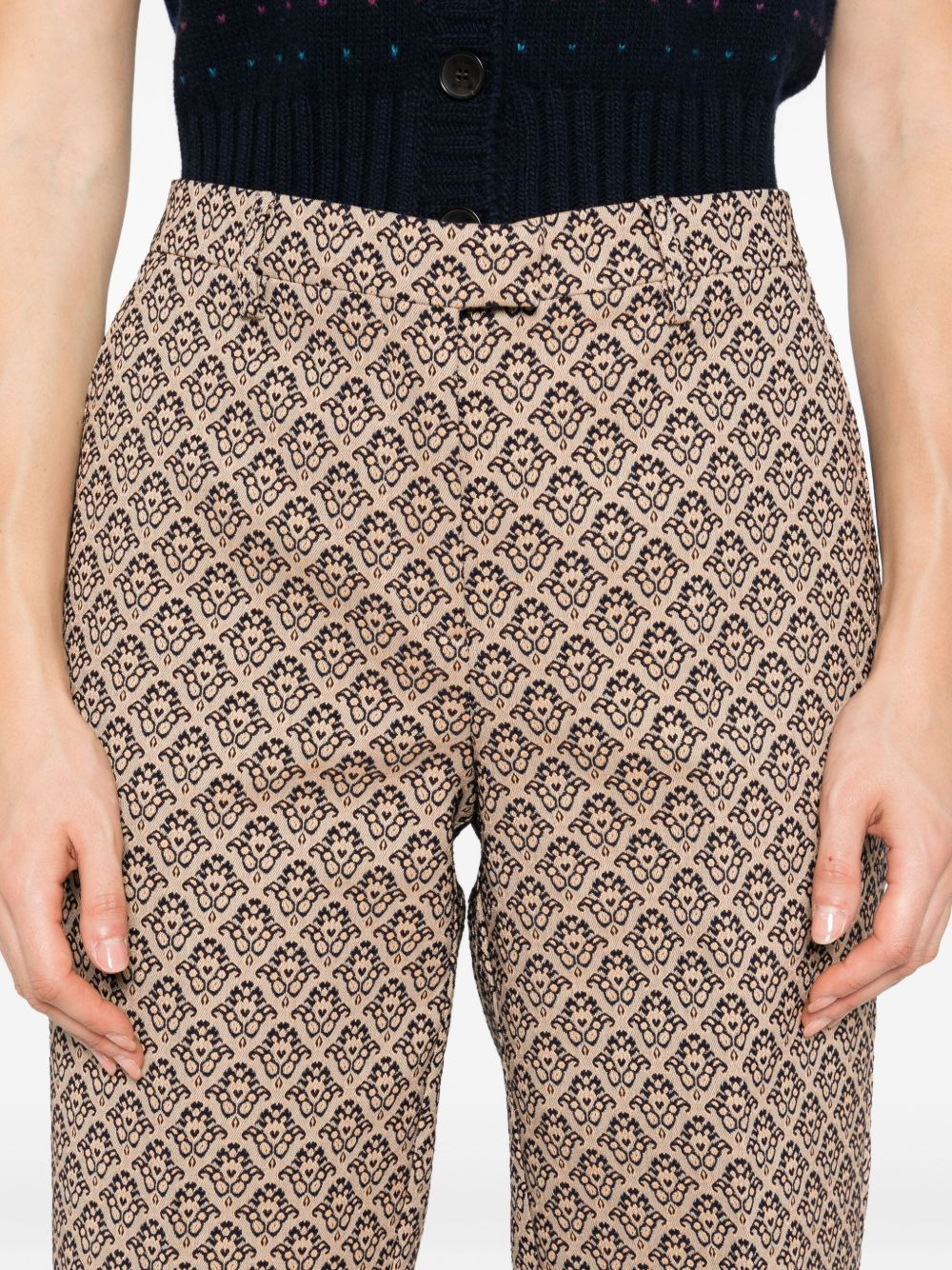 damask-pattern trousers - 5