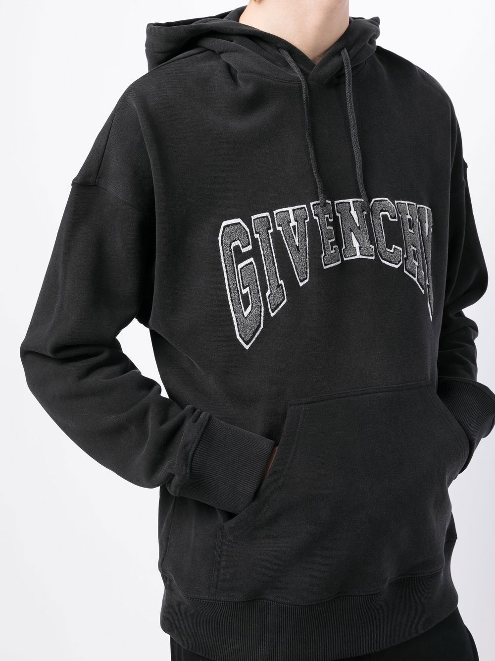 logo appliquÃ© drawstring hoodie - 5