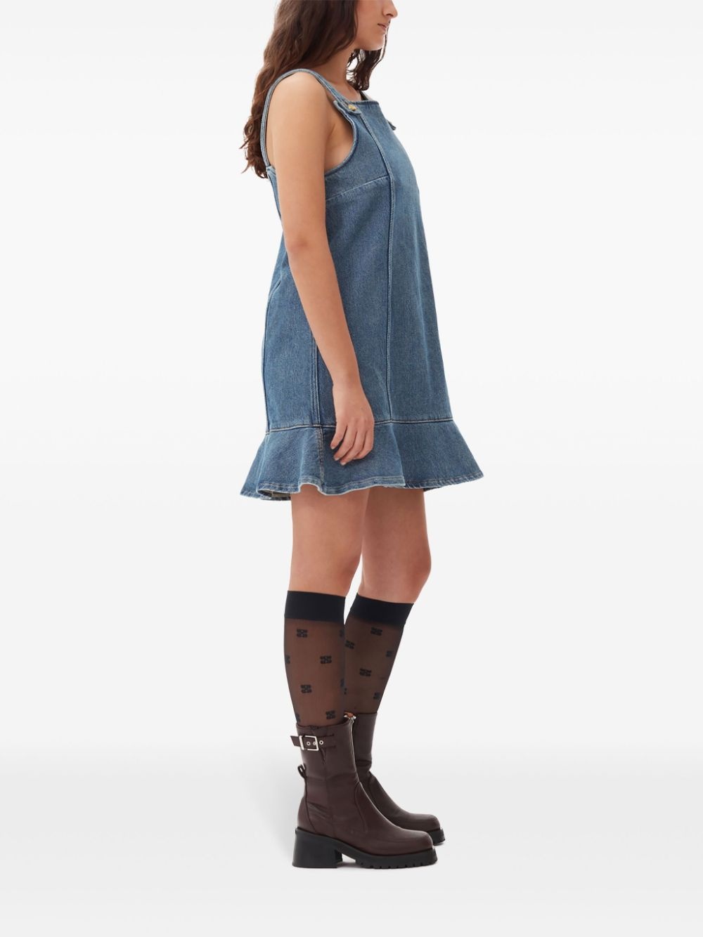 flared-hem denim mini dress - 3