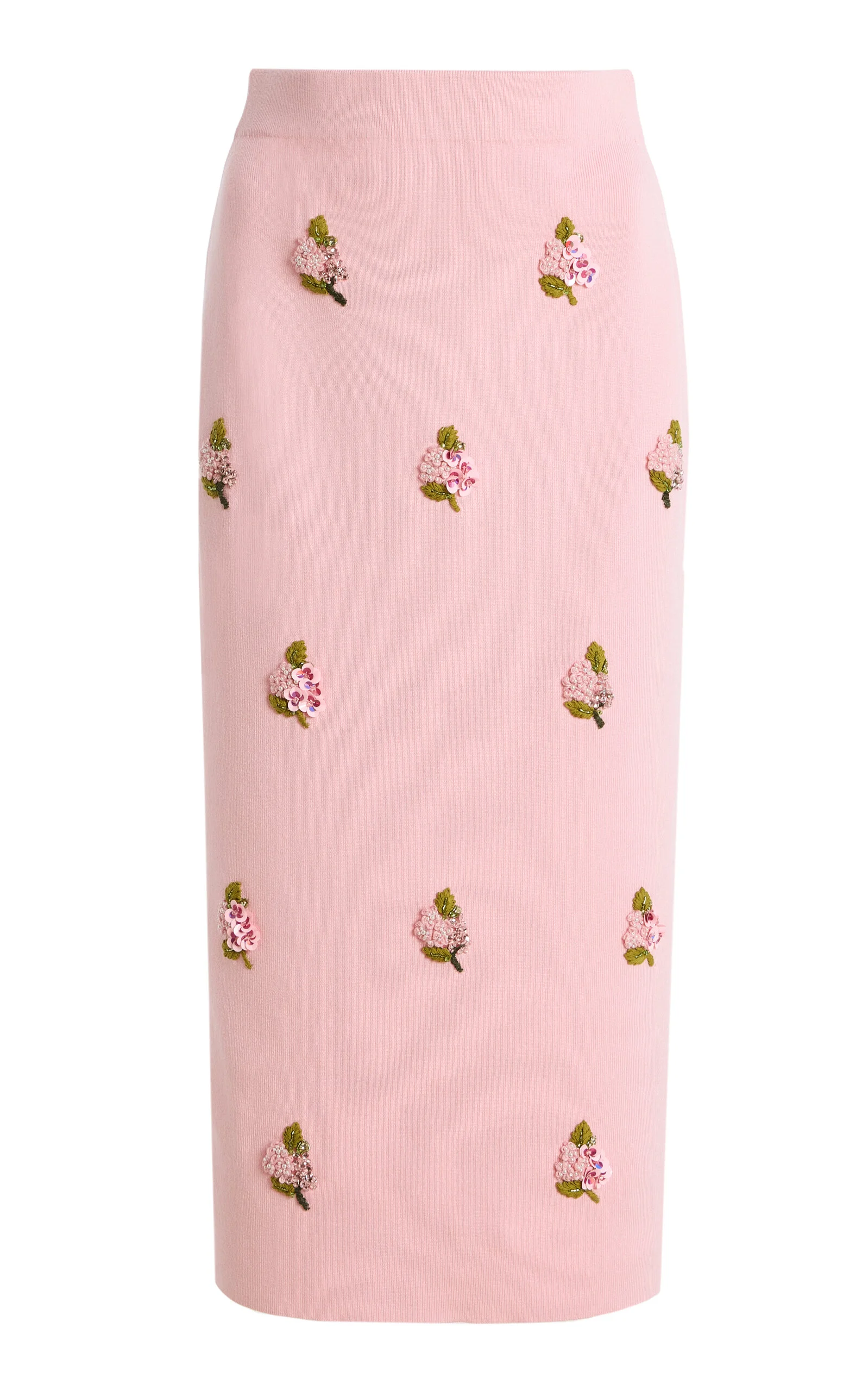 Embroidered Silk-Cotton Midi Pencil Skirt - 1