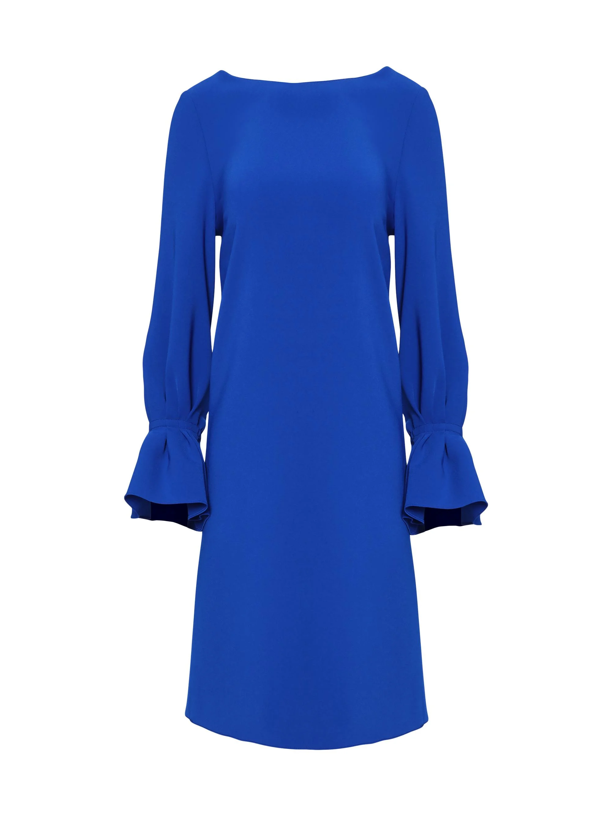 Women's Silk Puff-Sleeve Shift Minidress - Cobalt - 1