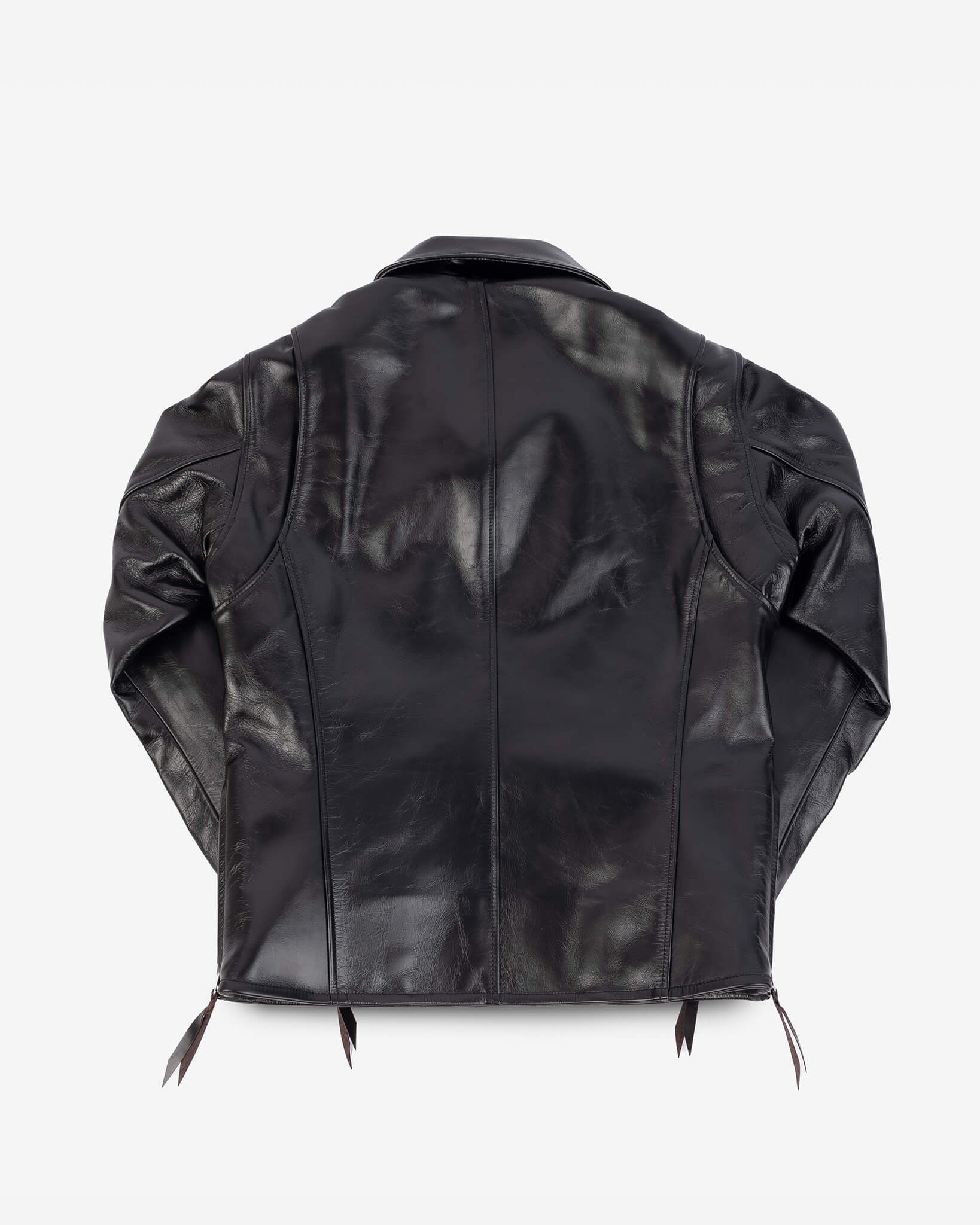 IHJ-54-BLK Japanese Horsehide Rider’s Jacket with Collar - Black (Tea-Core Dyed) - 5
