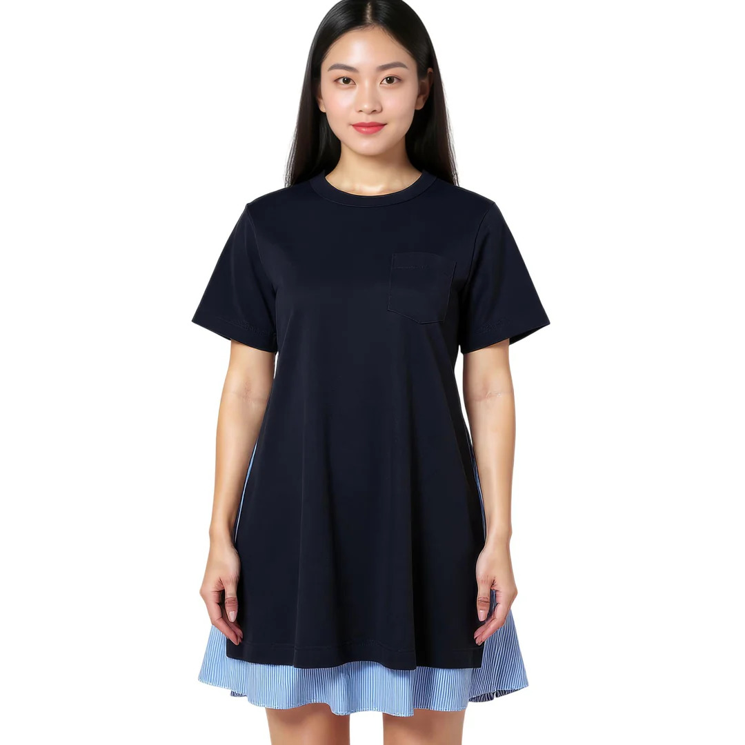 Poplin X Cotton Jersey Dress - 2