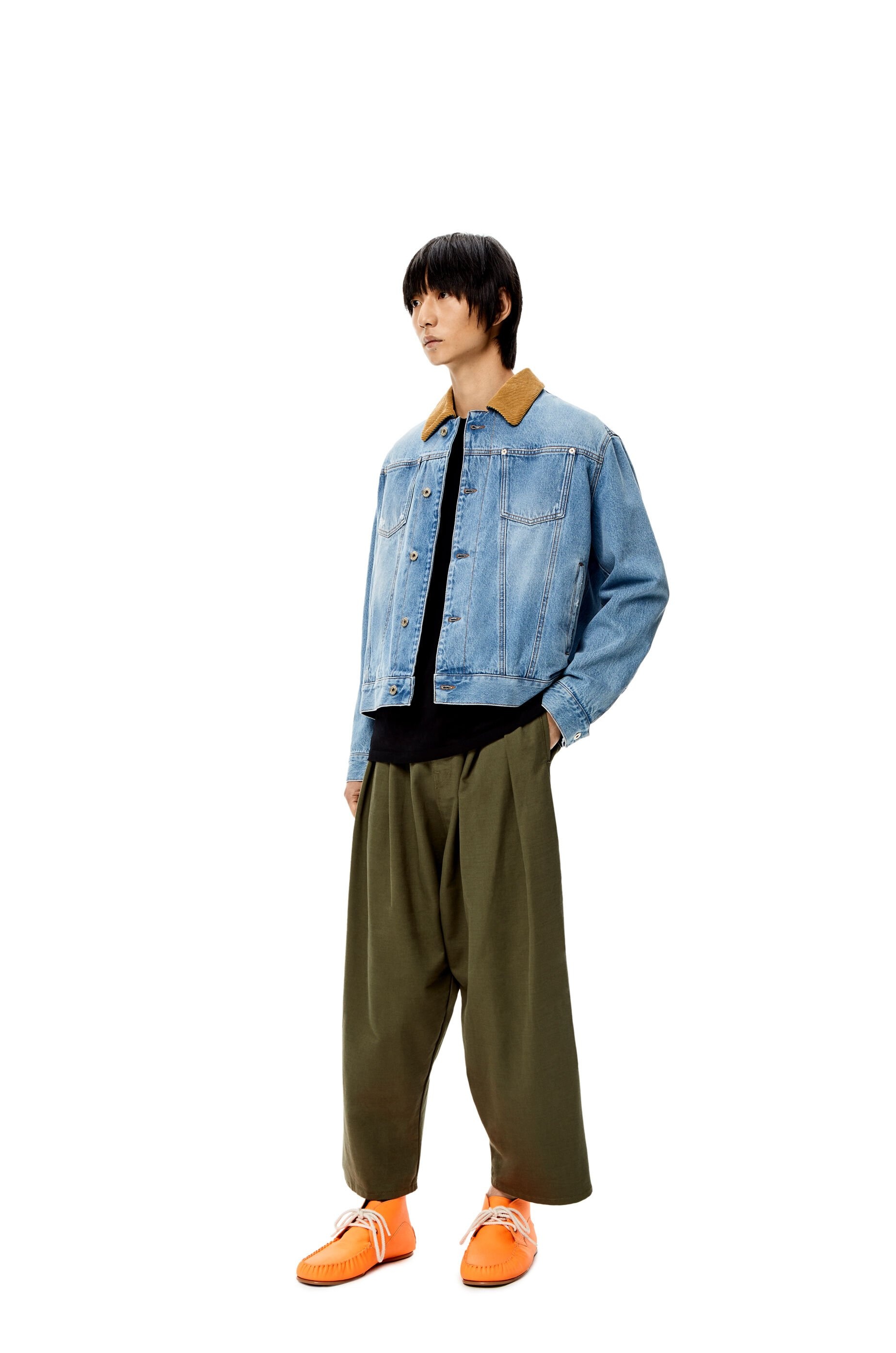 Check lined denim jacket in cotton - 2