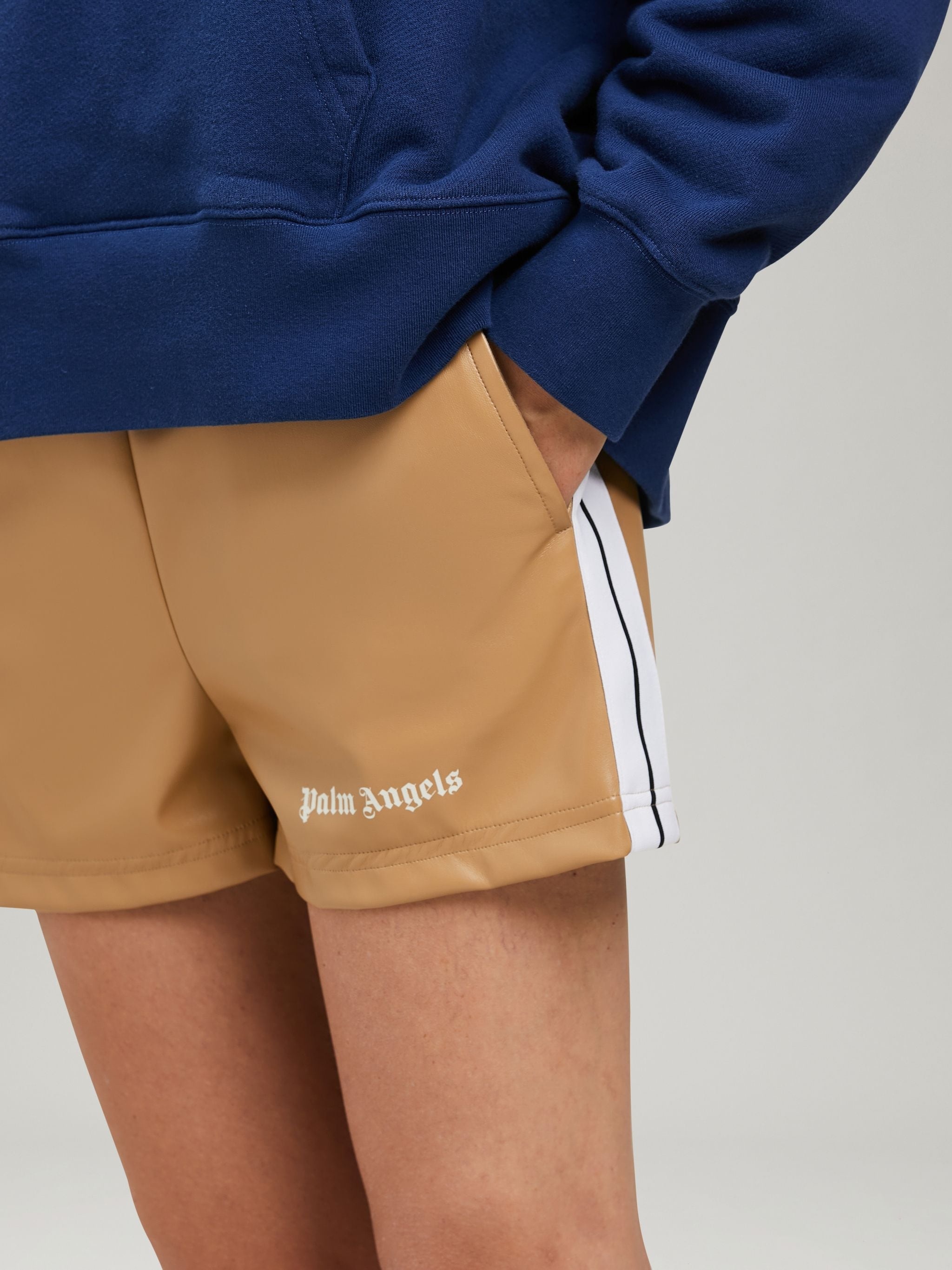 LEATHER TRACK SHORTS - 3