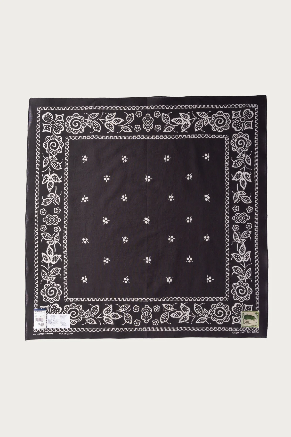 Fastcolor Selvedge Bandanna (ESCARGOT FLOWER) 30x30 - Black - 1