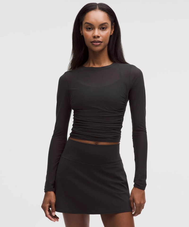 Mesh Ruched Long-Sleeve Shirt 1
