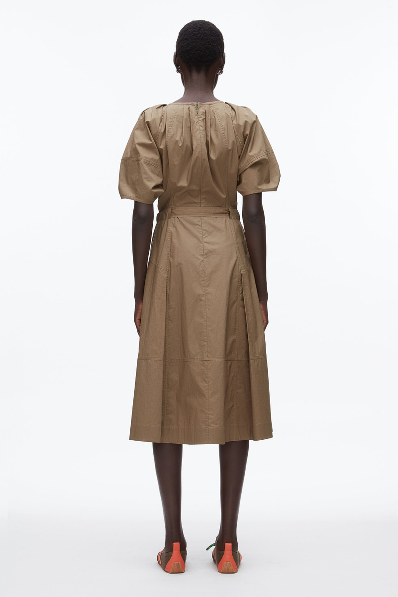 Poplin Ruched Sleeve Midi Dress 4