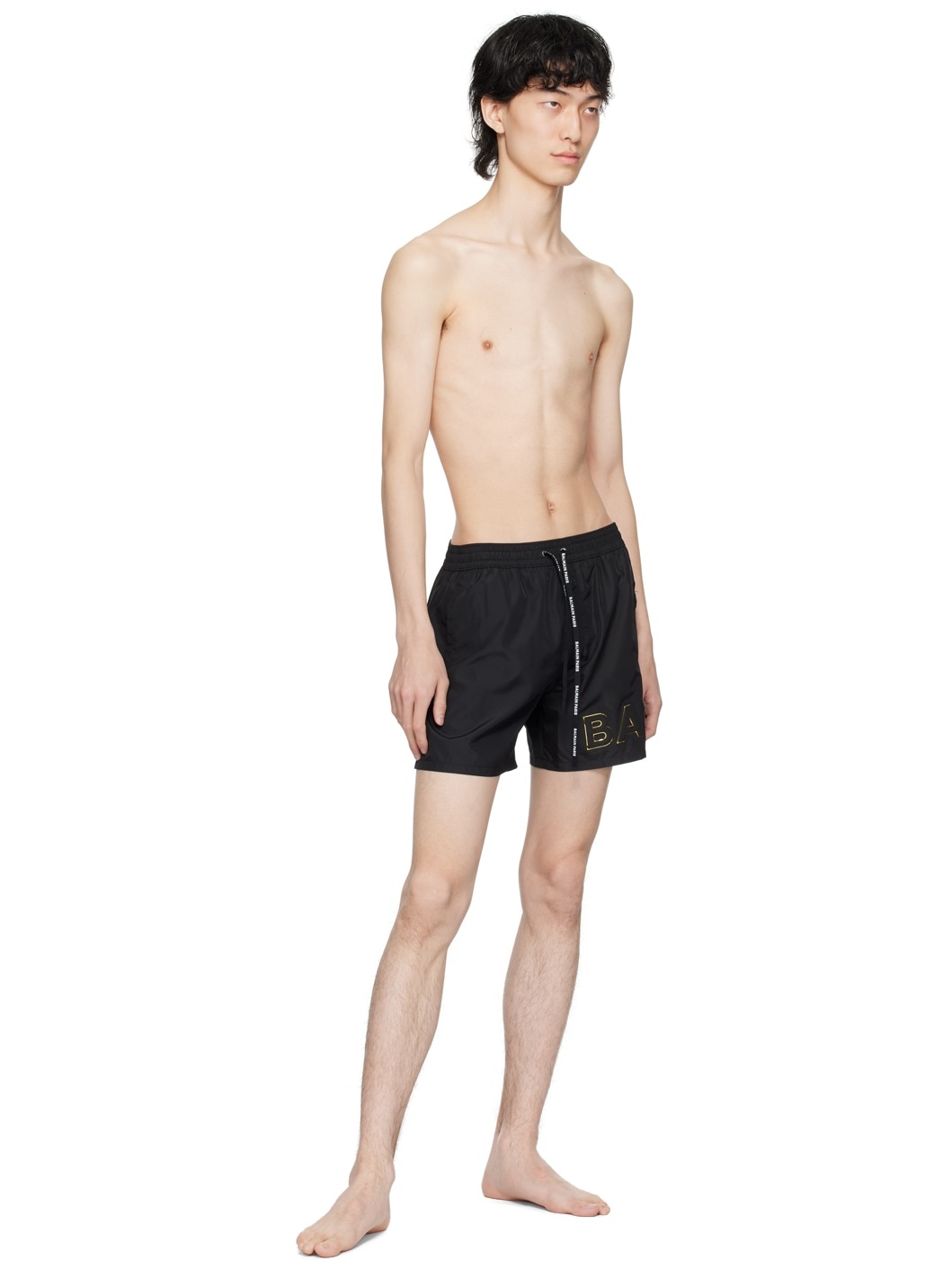 Black Embossed Swim Shorts - 4