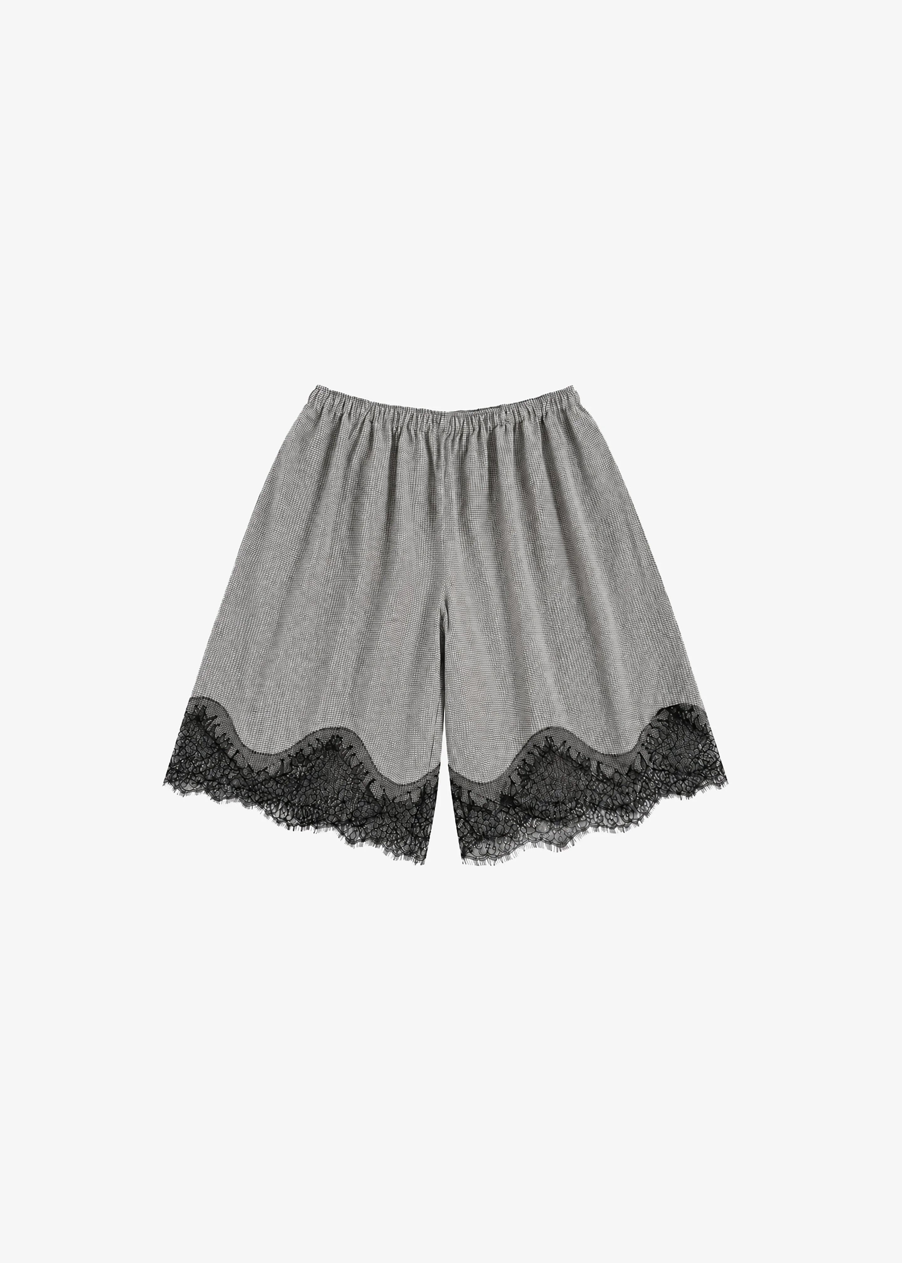 Baxter Lace Bermuda Shorts - Checked Grey - 1